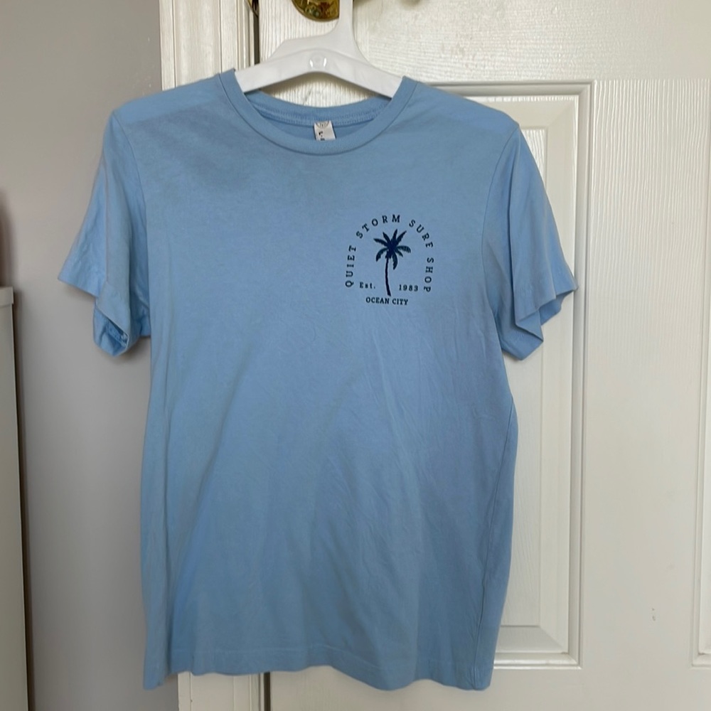 Blue Quiet storm surf shop t shirt